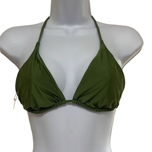 Good American 4 US XL Tiny Ties Triangle Swim Bikini Top Green Adjustable NWT - Picture 1 of 4